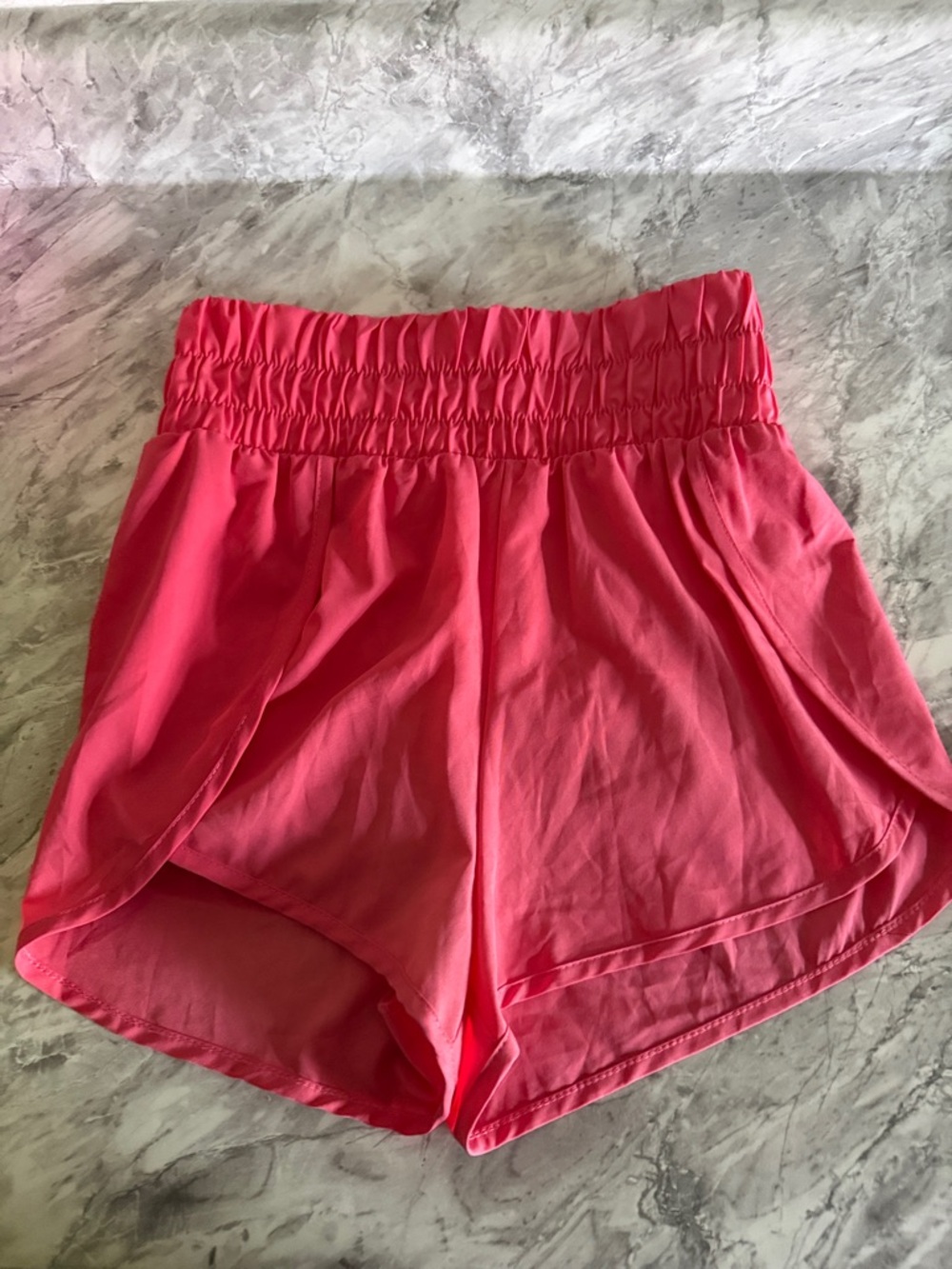 Women’s Elastic-Waist Athletic Shorts in Coral Pink